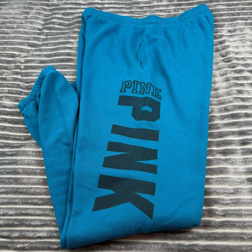 Victoria's Secret PINK Tracksuit Set Teal Blue Zip Hoodie Joggers Medium 307999